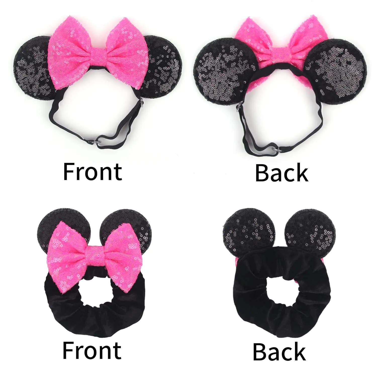 Newborn Bows for Girls Toddler Hair Bows Elastic Adjustable Headband Mouse Ears Scrunchies Essencial Accessories for Trip Headwear for Women (Angelbow)