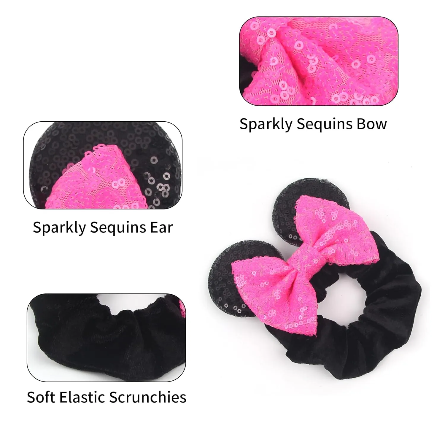 Newborn Bows for Girls Toddler Hair Bows Elastic Adjustable Headband Mouse Ears Scrunchies Essencial Accessories for Trip Headwear for Women (Angelbow)