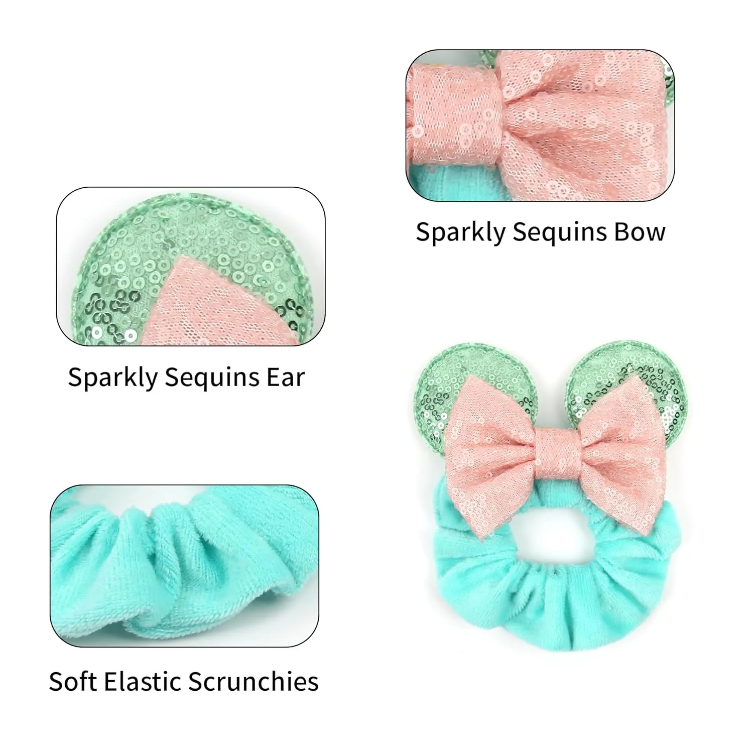 Newborn Bows for Girls Toddler Hair Bows Elastic Adjustable Headband Mouse Ears Yoda Scrunchies Essencial Accessories for Trip Headwear for Women (Yodapinkbow)