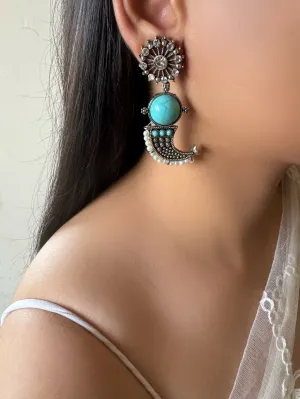 Nia Chandelier German Silver Earrings
