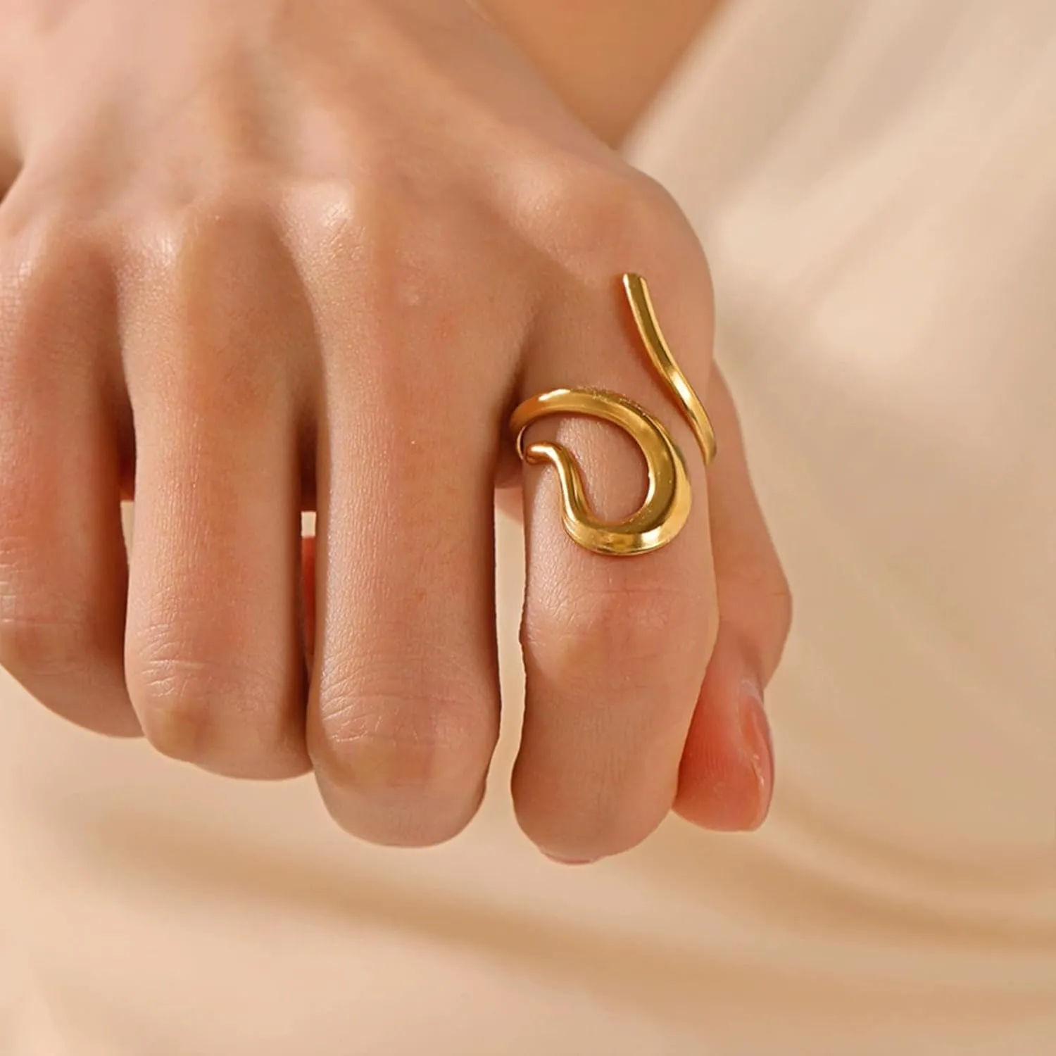 Otxas Chunky Gold Rings for Women Non Tarnish Adjustable Statement Rings Irregular Thumb Rings for Women Gold Chunky Jewelry
