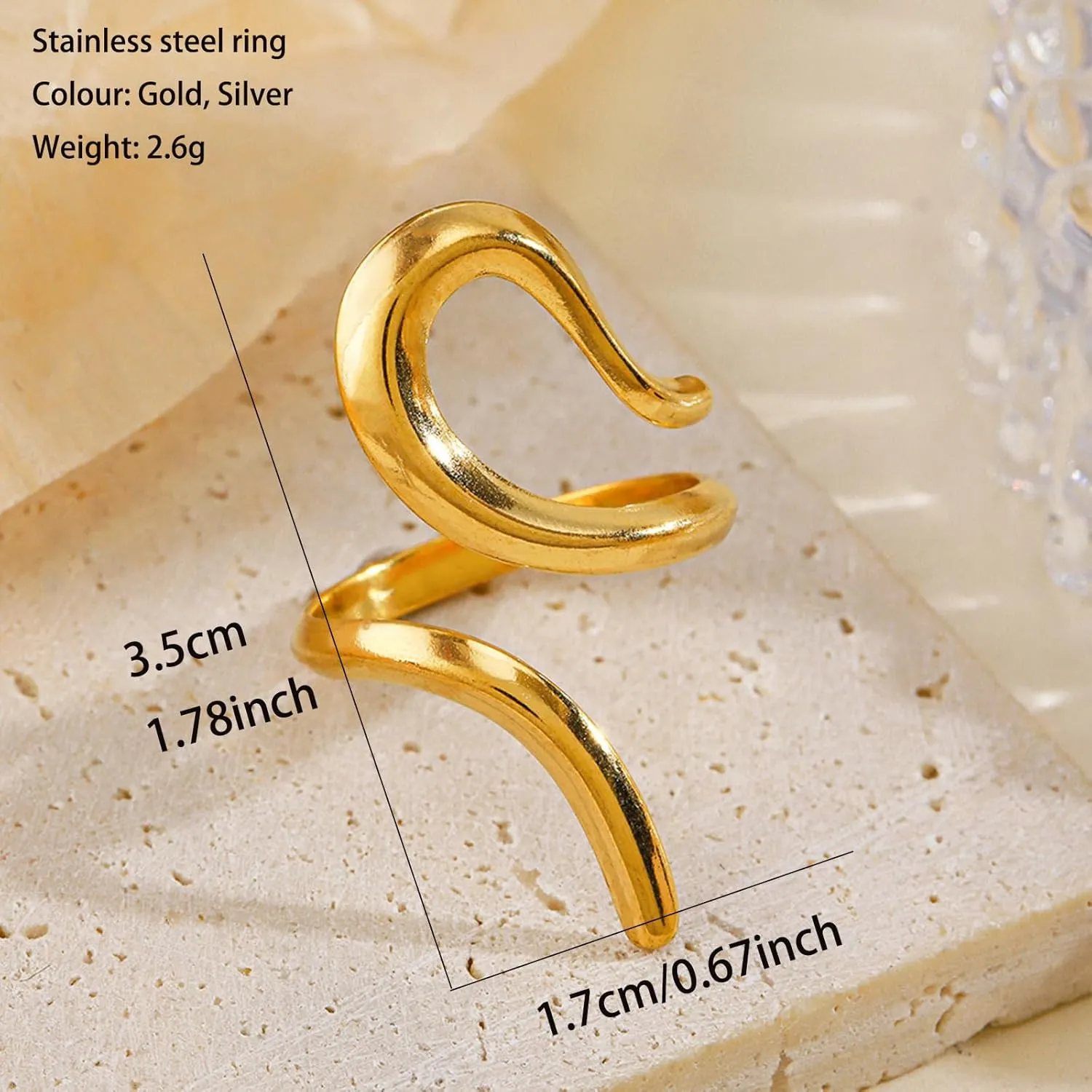 Otxas Chunky Gold Rings for Women Non Tarnish Adjustable Statement Rings Irregular Thumb Rings for Women Gold Chunky Jewelry