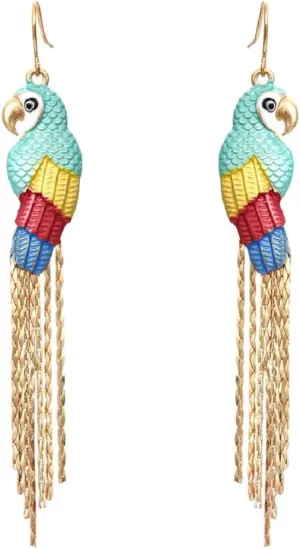 Parrot Earrings for Women, Cute Parrot Tassel Earrings, Parrot Bird Dangle Earrings Hypoallergenic, Tropical Parrot Drop Earrings, Bohemian Parrot Animal Statement Earrings Studs