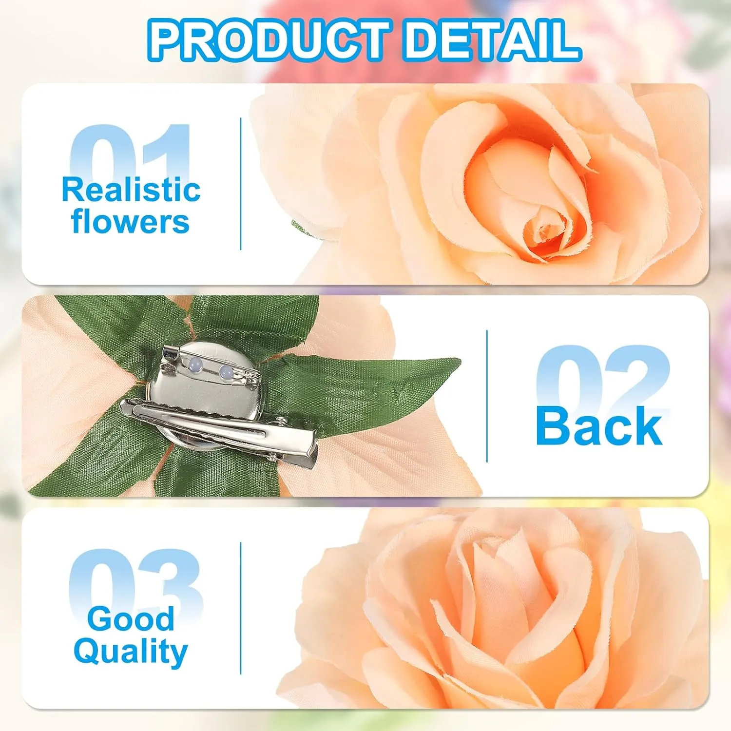 PATIKIL Rose Boho Hair Clips, Fabric Flower Brooch Pins for Women Wedding Party Dance Dress Clothes Accessories Valentine's Day Gifts