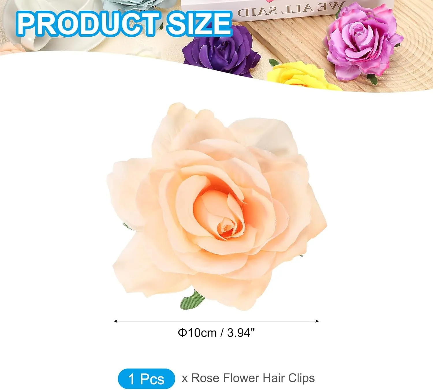 PATIKIL Rose Boho Hair Clips, Fabric Flower Brooch Pins for Women Wedding Party Dance Dress Clothes Accessories Valentine's Day Gifts