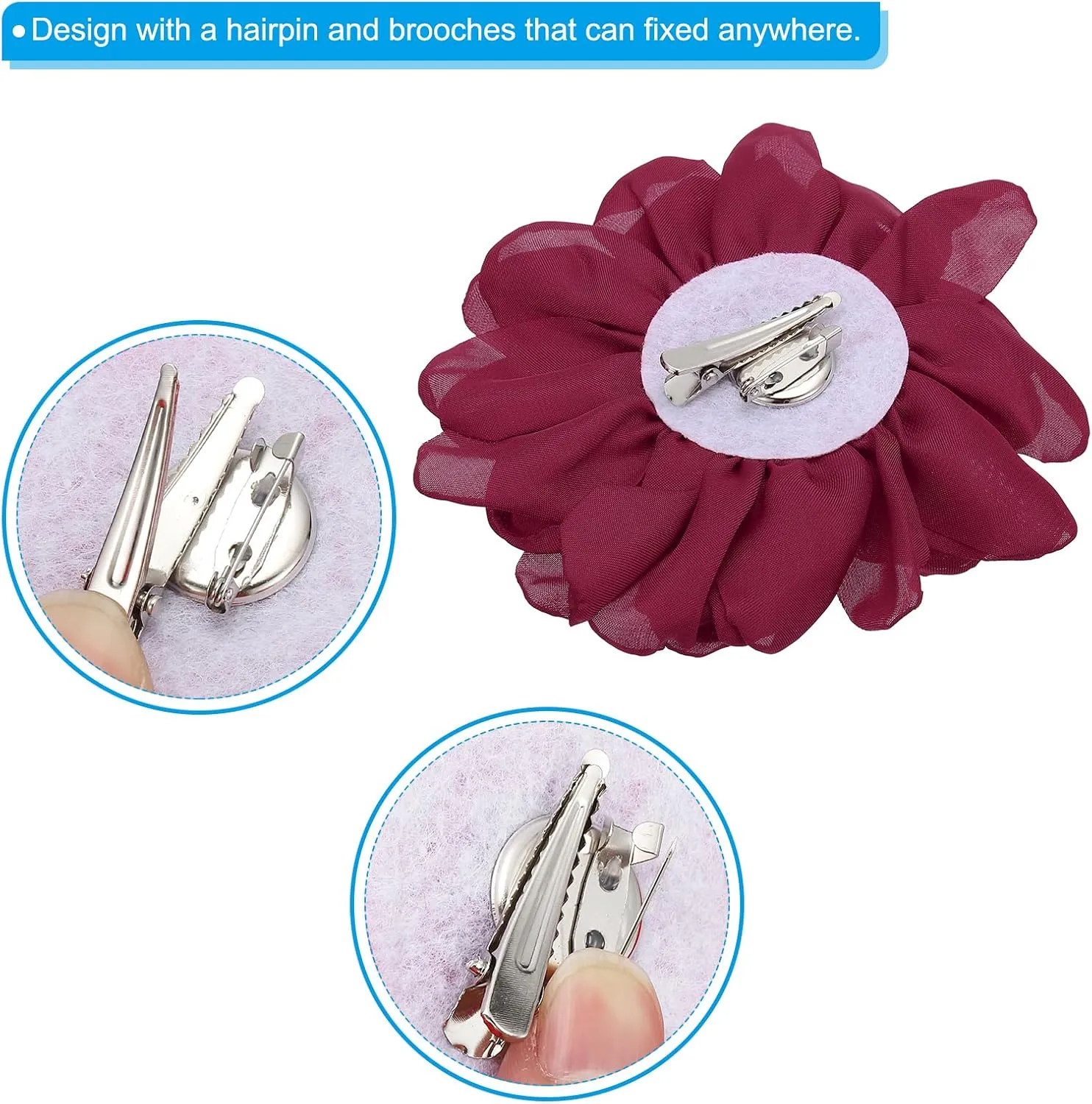 PATIKIL Rose Flower Hair Clips, Fabric Brooch Pins for Women Wedding Party Dance Dress Clothes Accessories Valentine's Day Gifts