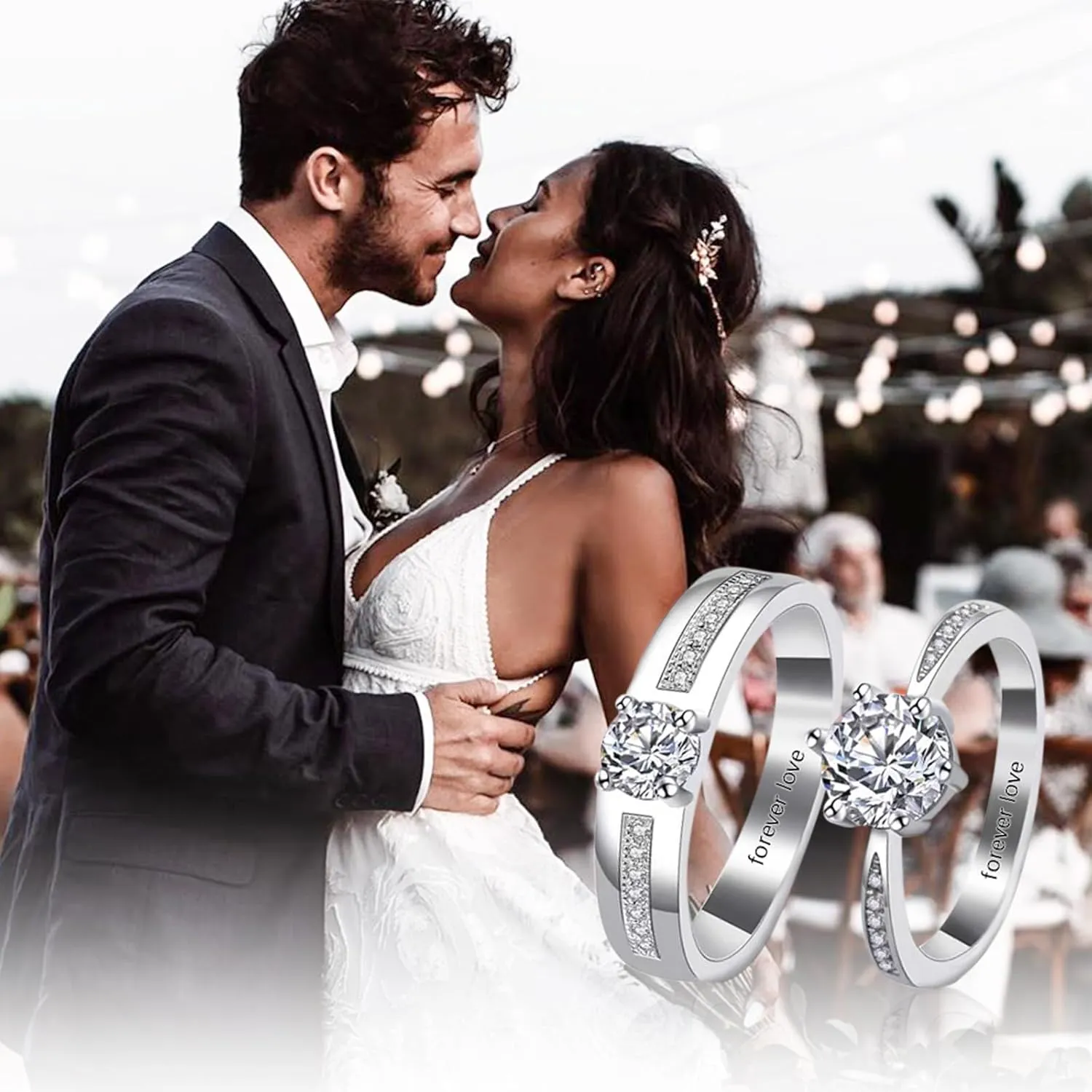 Personalized Promise Rings for Couples 925 Sterling Silver/Solid Gold 10K/14K/18K Custom Engraved Text Birthstone Moissanite Diamond Engagement Rings for Couples