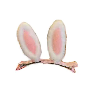 Pink Easter Headband Hairclips Bow Pink Easter Baby Hair Band Bow Hair Clip Pins JHE20 (HairClip-Pink Ear)
