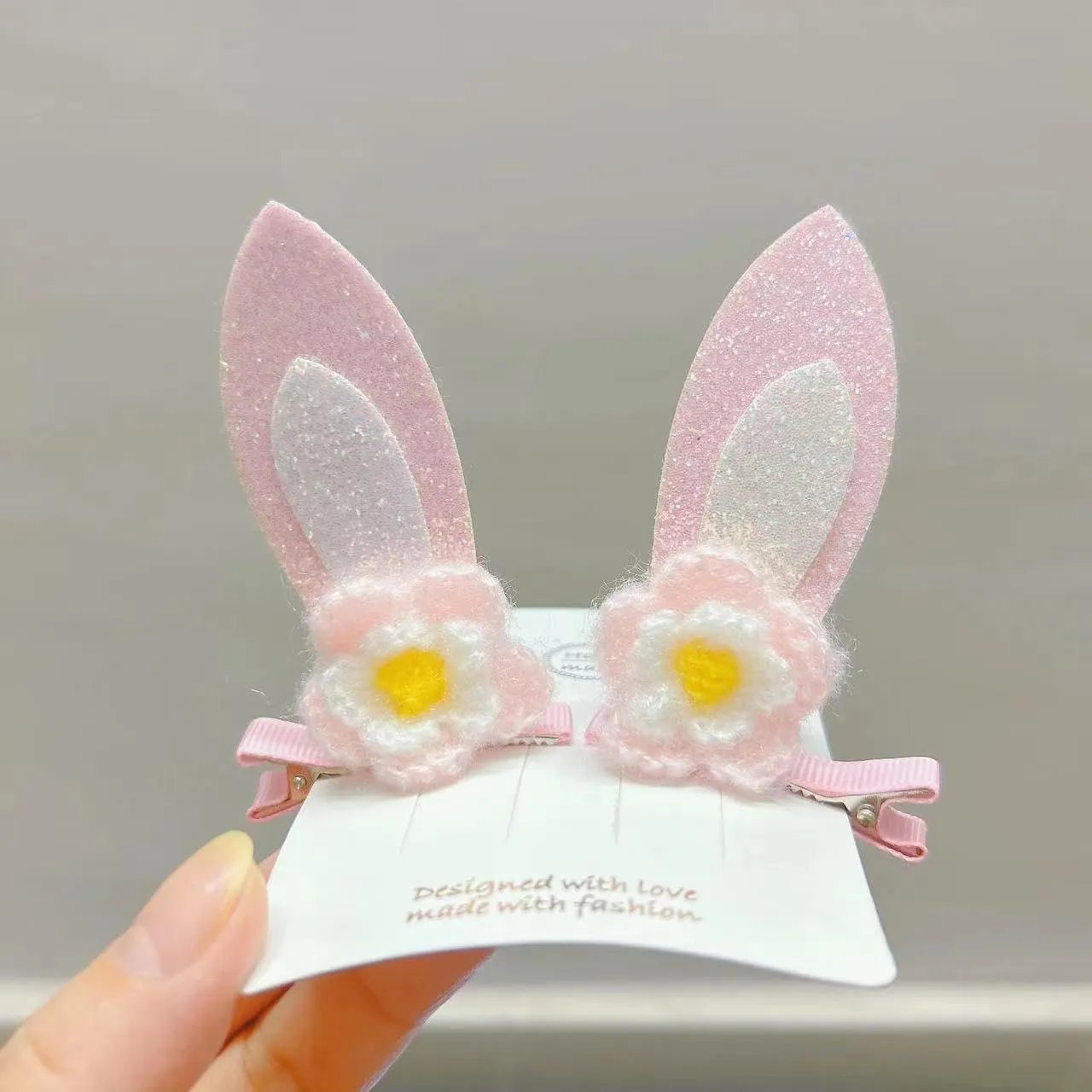 Pink Easter Headband Hairclips Bow Pink Easter Baby Hair Band Bow Hair Clip Pins JHE20 (Set-H)
