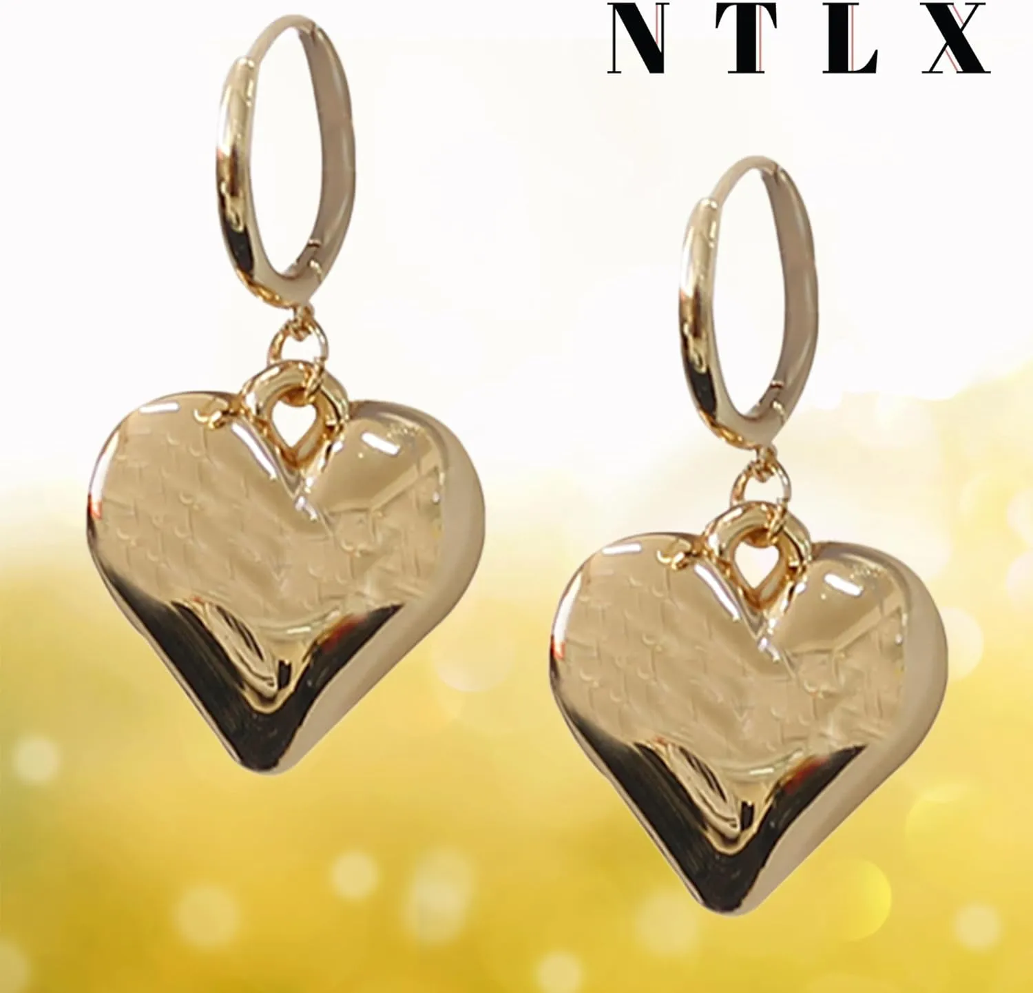 Puffy Heart Drop Dangle Earrings for Women  Dupes Chunky Trendy Lightweight Bold Organic Hollow Earrings  Hypoallergenic Gold Plated Fashion Jewelry for Women - included Gift Box