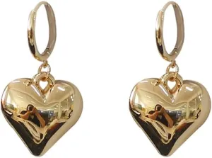 Puffy Heart Drop Dangle Earrings for Women  Dupes Chunky Trendy Lightweight Bold Organic Hollow Earrings  Hypoallergenic Gold Plated Fashion Jewelry for Women - included Gift Box