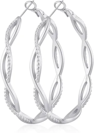 RANKEEF Gold Hoop Earrings for Women Hypoallergenic Lightweight Twisted Hoop Earrings 14K Real Gold Plated Earrings 30/40/50/60MM