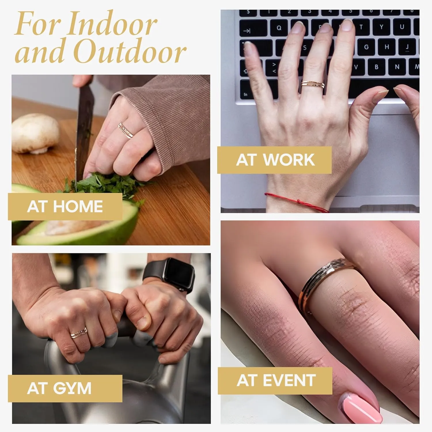 Real Solid 10k Yellow, White & Rose Gold Dainty Ridged-Style Rings, Simple 1mm Thin and Skinny Gold Stackable charm Rings for Women and Men Available In Size 4-12, Made in USA.