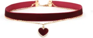 Red Choker Necklace for Women Love Heart Adjustable Choker Gothic Collar Velvet Chocker Pendant Necklaces