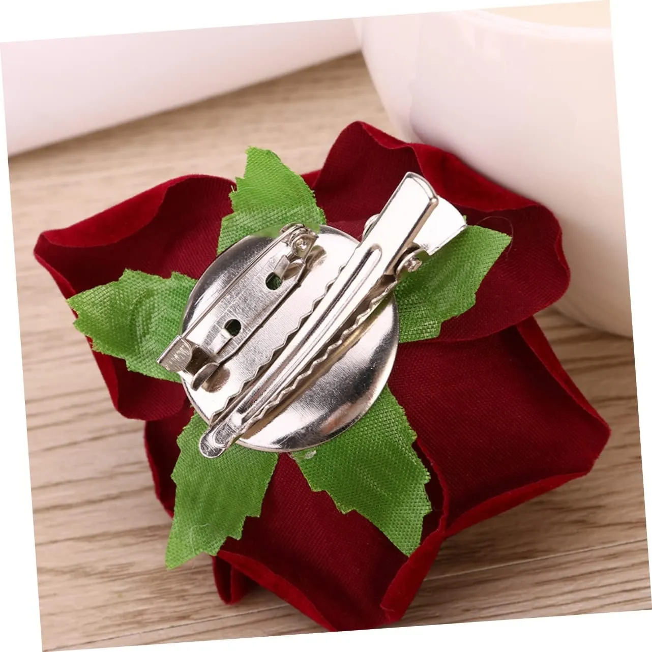 Red Cloth Rose Hairpin Flower Brooches Elegant Accessories for Women for Weddings Beach Vacations