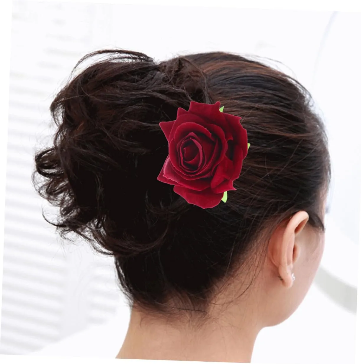 Red Cloth Rose Hairpin Flower Brooches Elegant Accessories for Women for Weddings Beach Vacations
