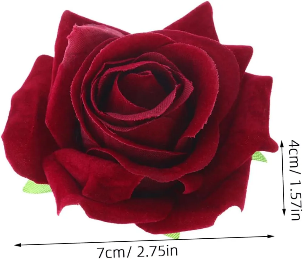 Red Cloth Rose Hairpin Flower Brooches Elegant Accessories for Women for Weddings Beach Vacations