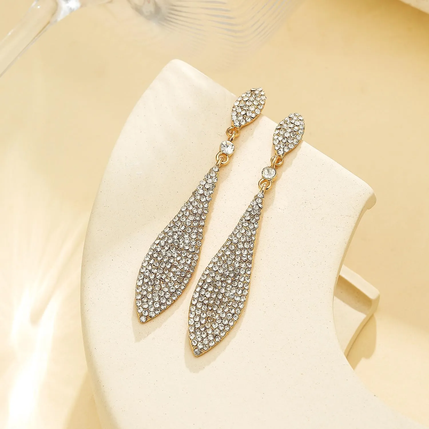Rhinestone Statement Earrings Double Waterdrop Earrings Cluster Crystal Drop Dangle Earrings Prom Party Wedding Earrings for Women