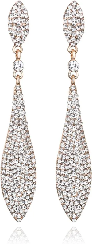 Rhinestone Statement Earrings Double Waterdrop Earrings Cluster Crystal Drop Dangle Earrings Prom Party Wedding Earrings for Women