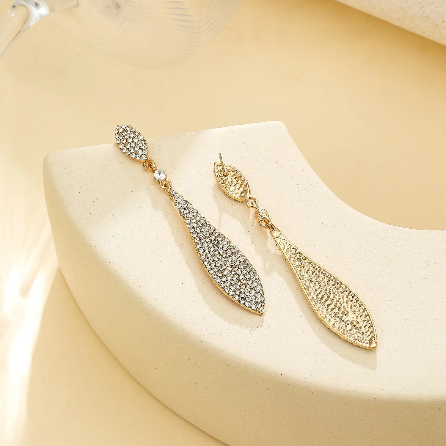 Rhinestone Statement Earrings Double Waterdrop Earrings Cluster Crystal Drop Dangle Earrings Prom Party Wedding Earrings for Women