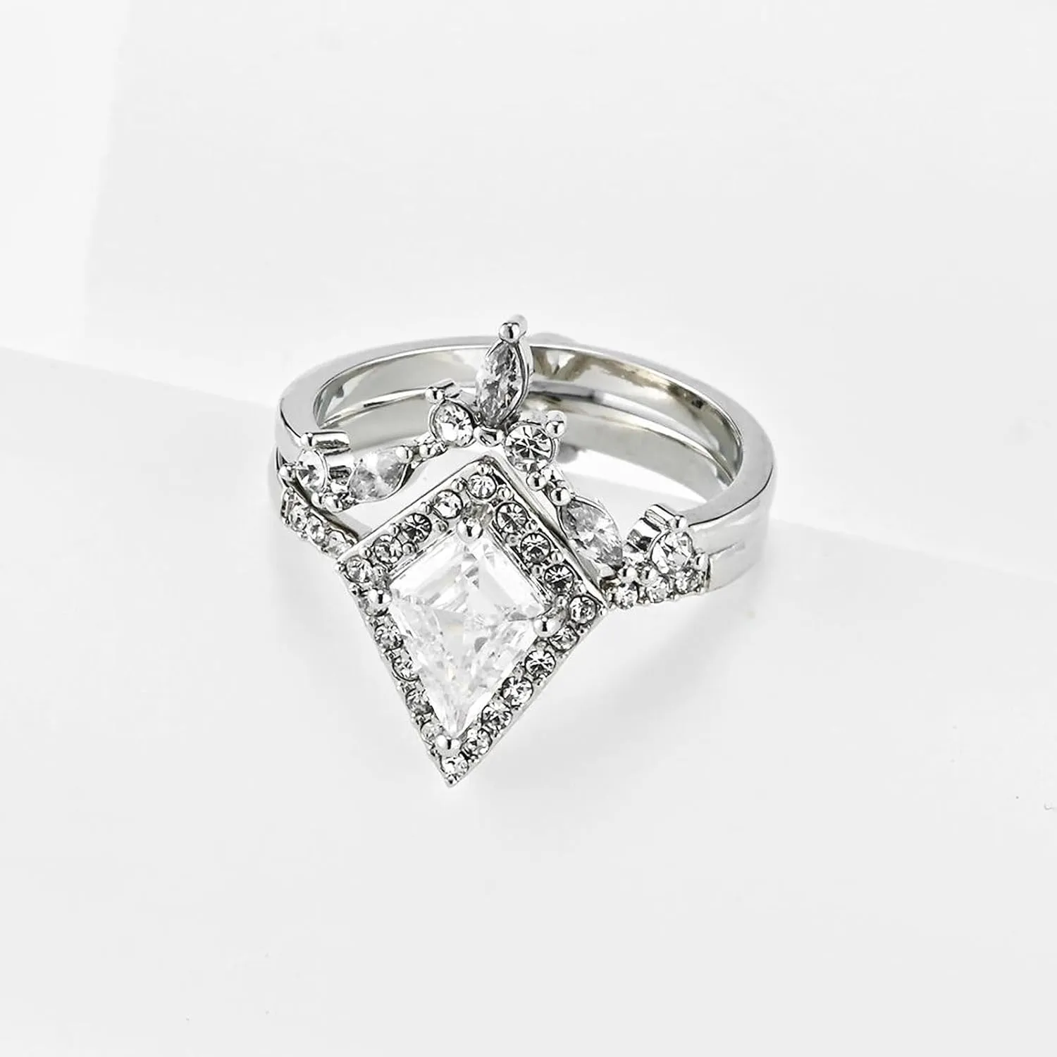 ringheart Couple Rings Matching Rings White Gold Plated 1.5CT AAA CZ 2pcs Women Wedding Ring Sets for Him and Her Rings Men Band