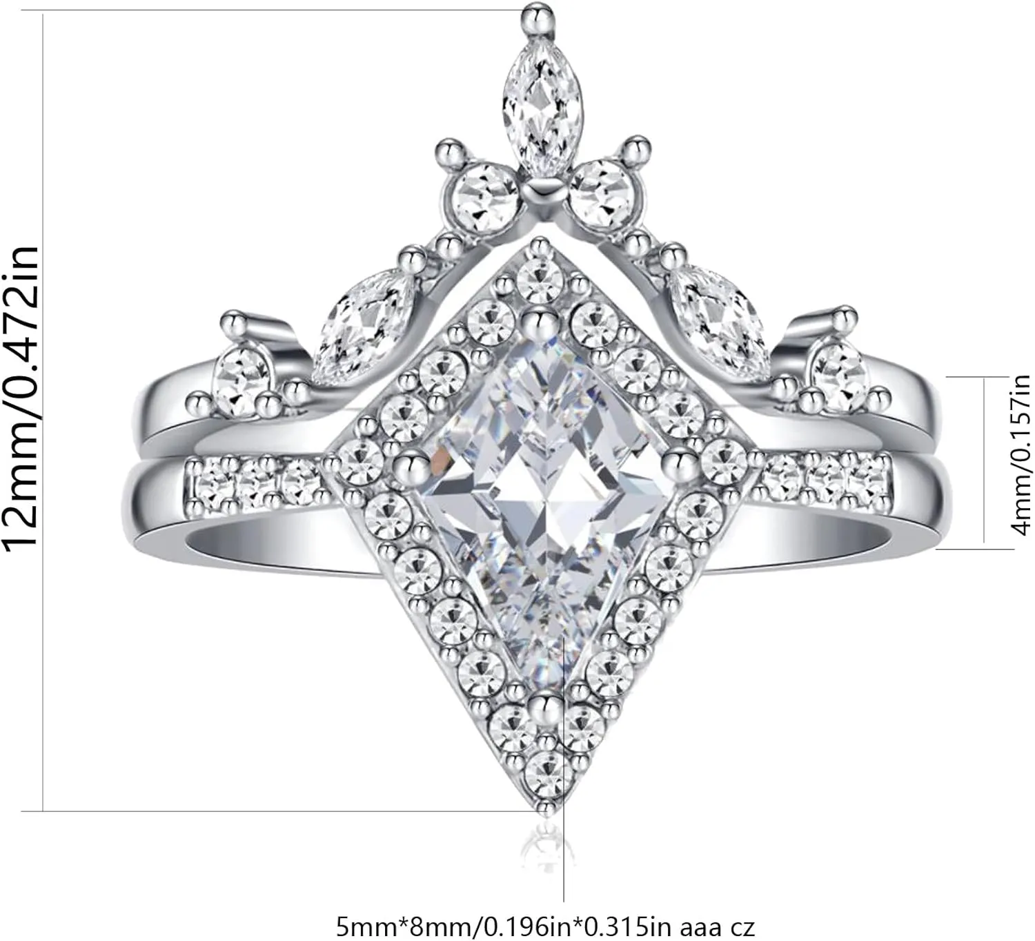 ringheart Couple Rings Matching Rings White Gold Plated 1.5CT AAA CZ 2pcs Women Wedding Ring Sets for Him and Her Rings Men Band