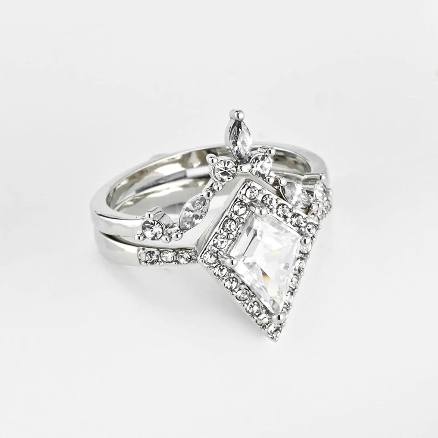ringheart Couple Rings Matching Rings White Gold Plated 1.5CT AAA CZ 2pcs Women Wedding Ring Sets for Him and Her Rings Men Band