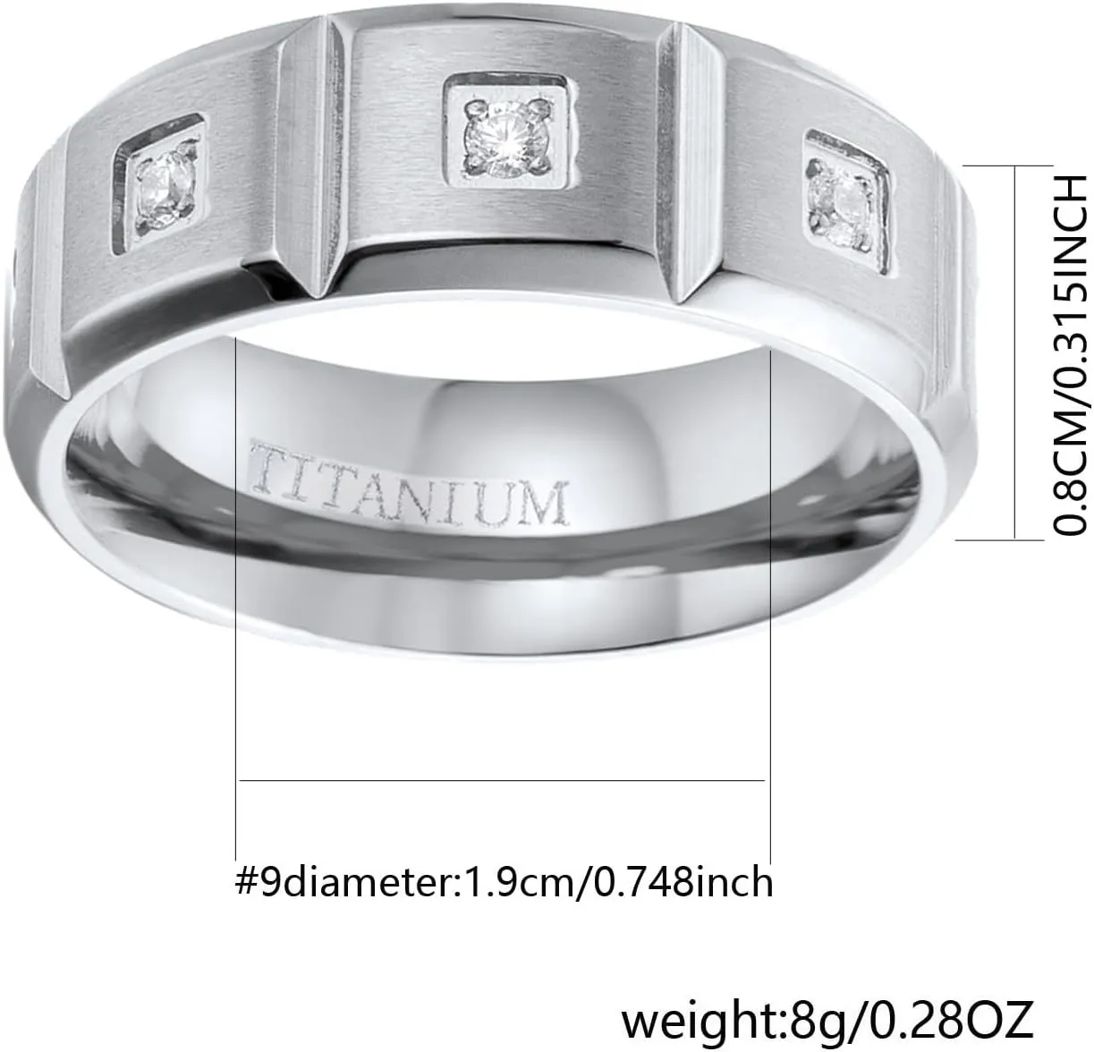 ringheart Couple Rings Matching Rings White Gold Plated 1.5CT AAA CZ 2pcs Women Wedding Ring Sets for Him and Her Rings Men Band