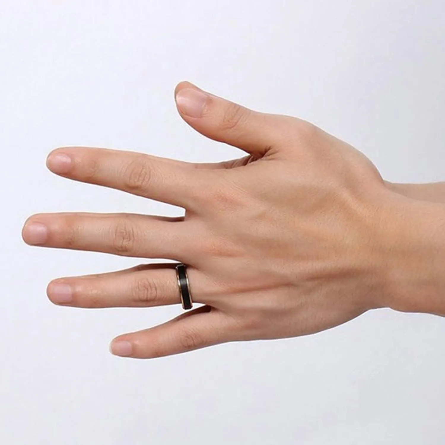 Rings for Couples, Mens Rings Tungsten Black 5mm Brushed Ring with Gold Edge Valentine's Day Couple Rings