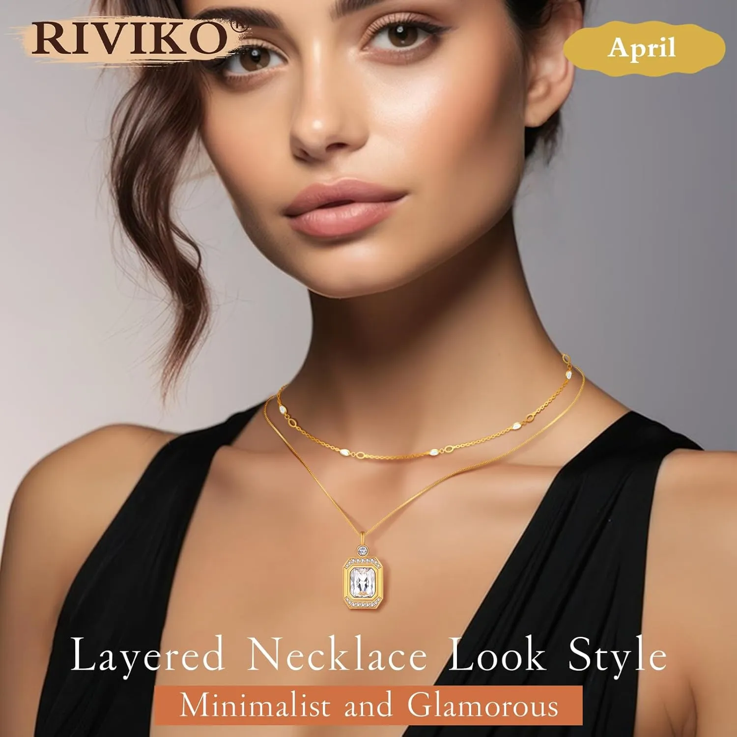 RIVIKO Birthstone Necklace,925 Sterling Silver Gold Plated Dainty Women Choker,Adjustable Birthstone Pendant Anniversary Jewelry Valentines Day Birthday Gifts For Women Mom Wife Lady