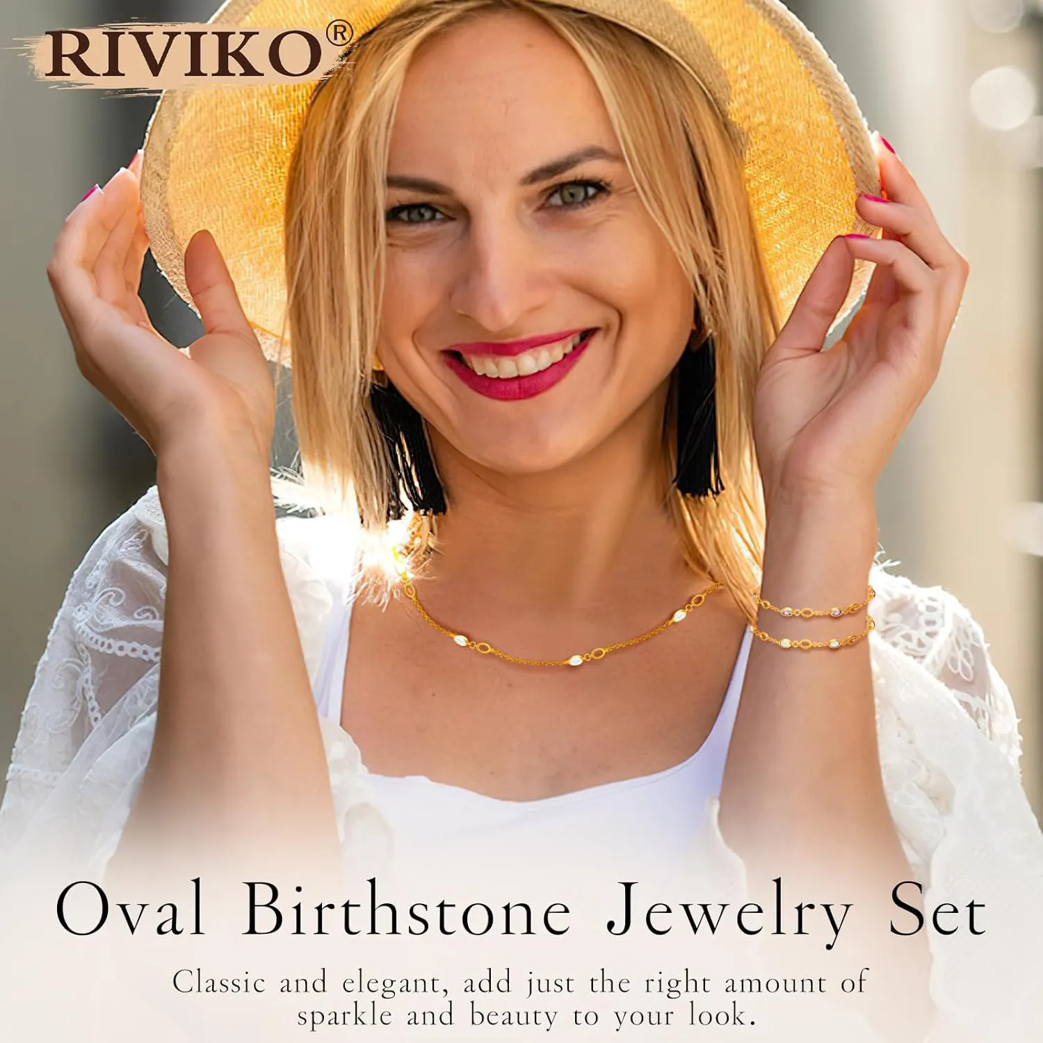 RIVIKO Birthstone Necklace,925 Sterling Silver Gold Plated Dainty Women Choker,Adjustable Birthstone Pendant Anniversary Jewelry Valentines Day Birthday Gifts For Women Mom Wife Lady