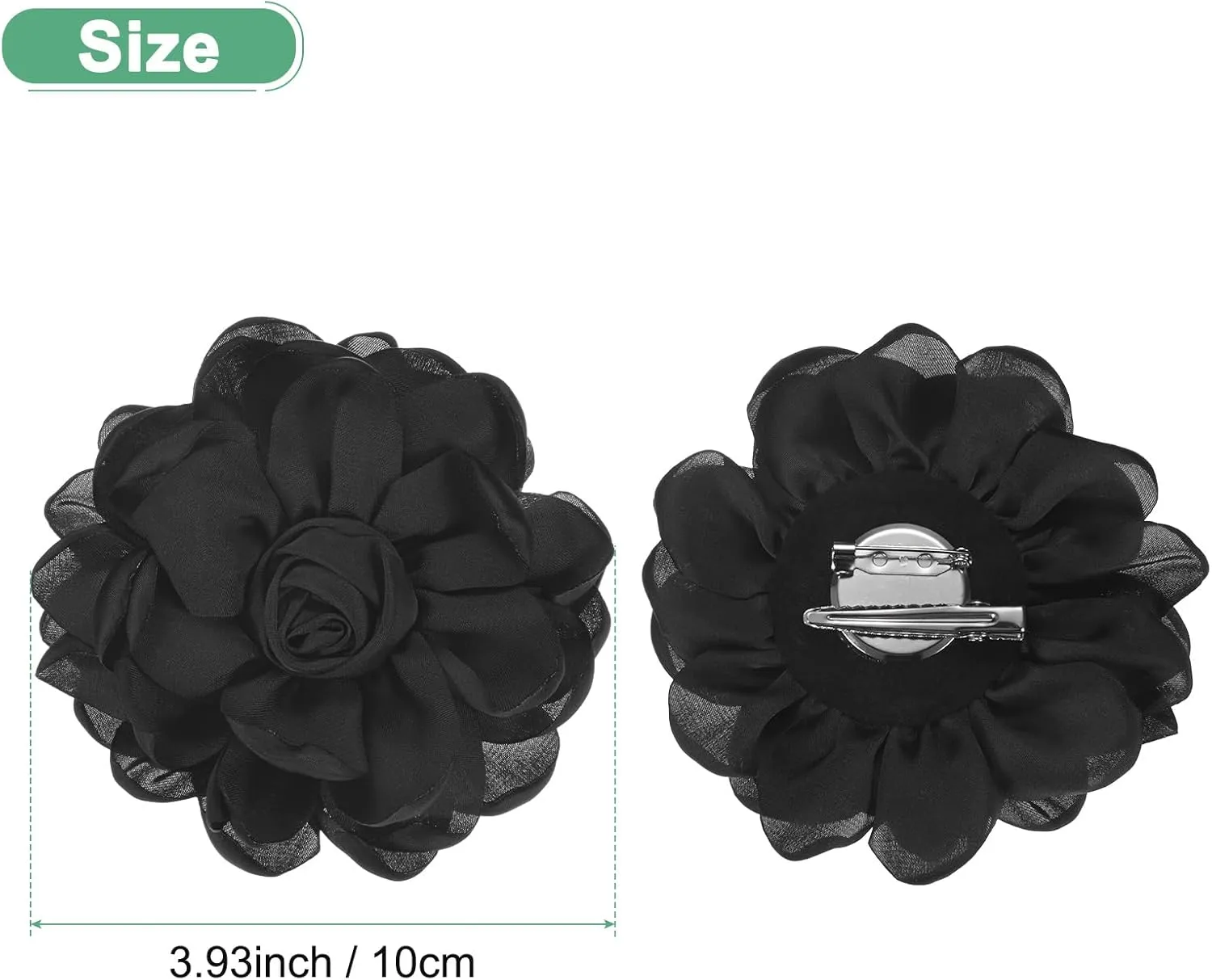 Rose Flower Brooches and Pins for Women, Lapel Pins Dainty Satin Fabric Big Camellia Hair Flowers Clips for Wedding/Parties/Clothes/Jewelry