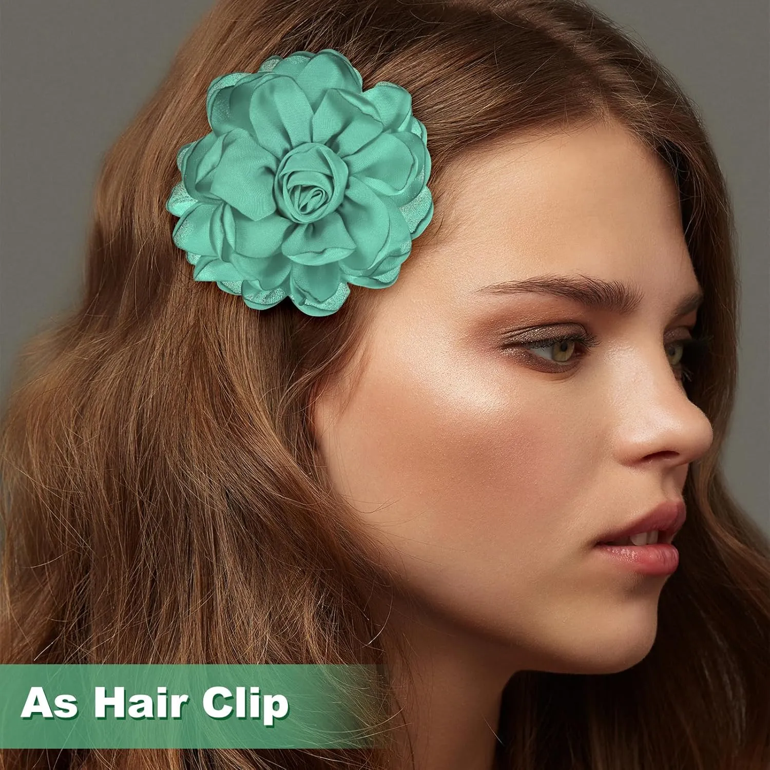 Rose Flower Brooches and Pins for Women, Lapel Pins Dainty Satin Fabric Big Camellia Hair Flowers Clips for Wedding/Parties/Clothes/Jewelry