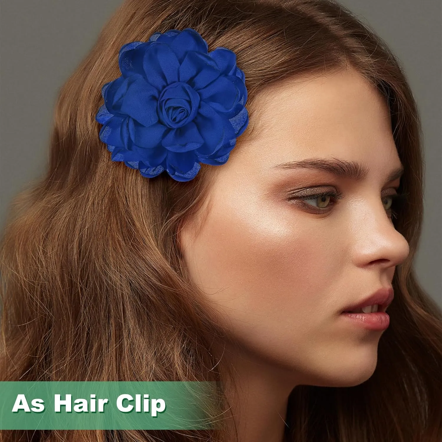 Rose Flower Brooches and Pins for Women, Lapel Pins Dainty Satin Fabric Big Camellia Hair Flowers Clips for Wedding/Parties/Clothes/Jewelry