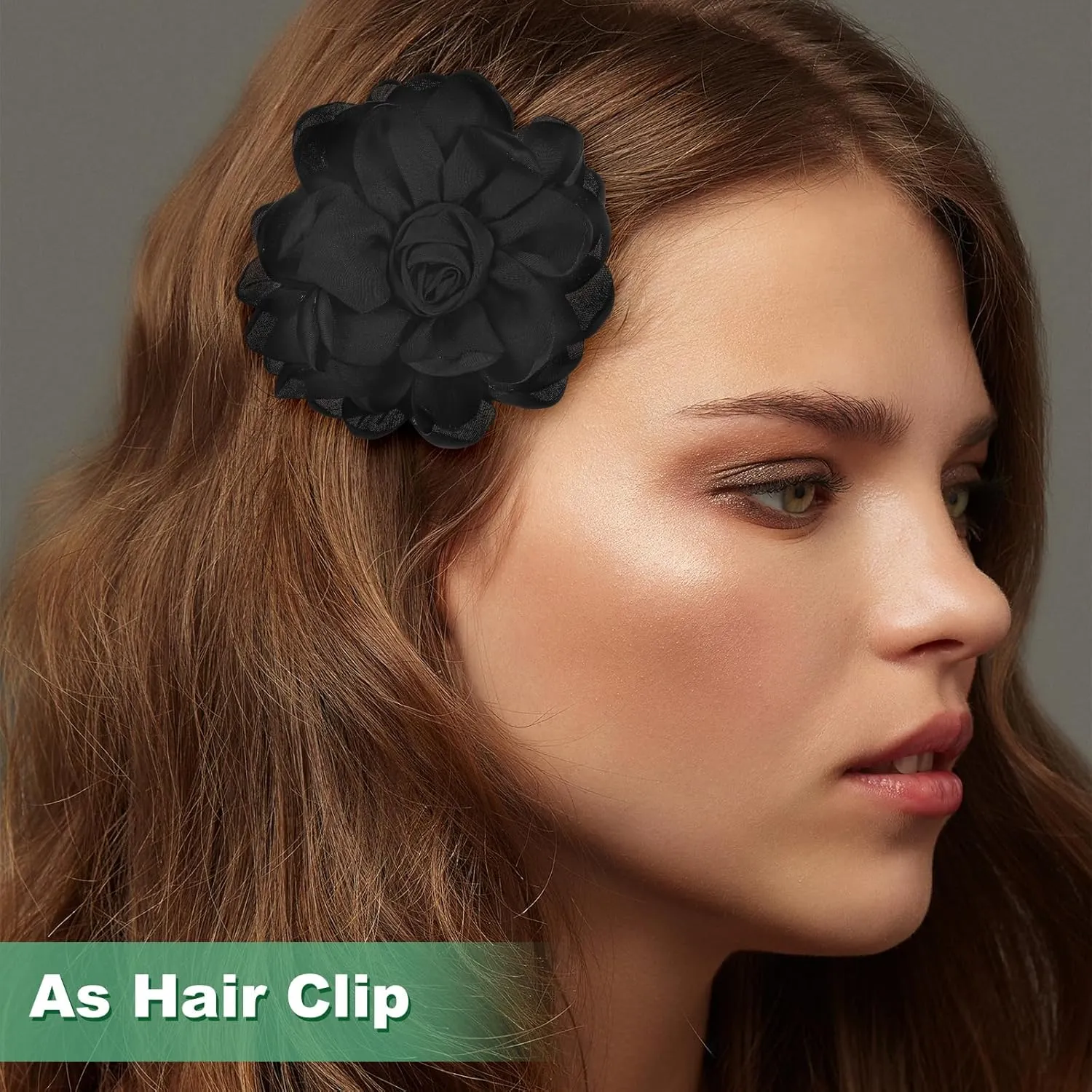 Rose Flower Brooches and Pins for Women, Lapel Pins Dainty Satin Fabric Big Camellia Hair Flowers Clips for Wedding/Parties/Clothes/Jewelry