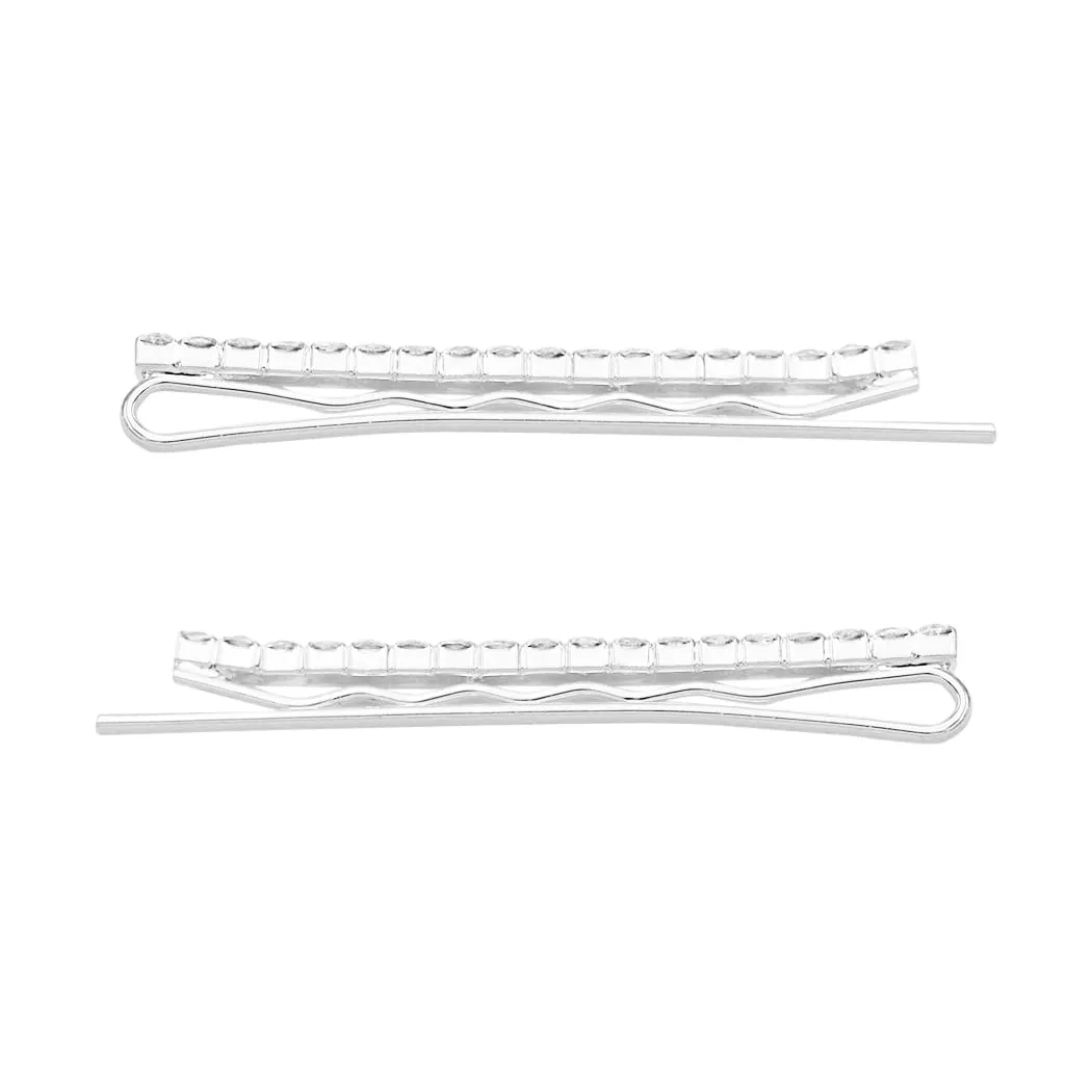 Rosemarie Collections Women's Crystal Rhinestone Sparkle Hair Clip Bobby Pins (Small Clear Crystal Silver Tone)