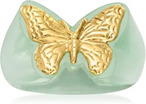 Ross-Simons Jade Butterfly Ring in 14kt Yellow Gold