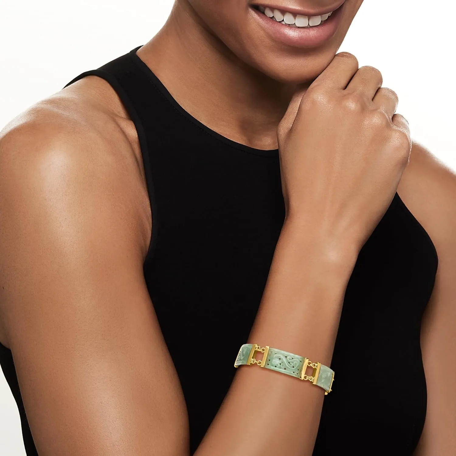 Ross-Simons Jade Dragon Bracelet With 18kt Gold Over Sterling