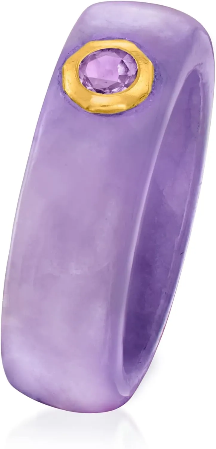 Ross-Simons Lavender Jade and .20 Carat Amethyst Ring With 14kt Gold