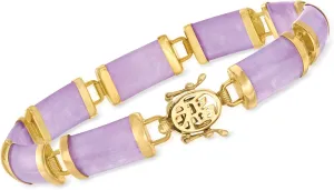 Ross-Simons Lavender Jade Good Fortune Bracelet in 18kt Gold Over Sterling. 8.5 inches