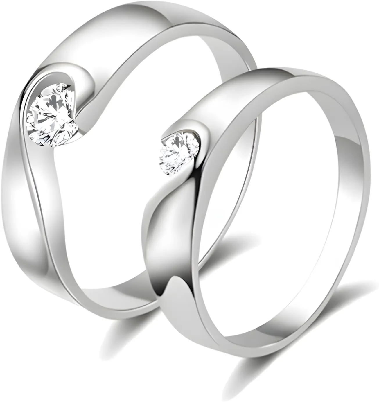 S925 Silver/10K/14K/18K Gold Couple Ring, Moissanite Couple Wedding Rings Set for Men and Women, Customized Couple Love Matching Promise Bands Free Engraving for Engagement Valentine's Day