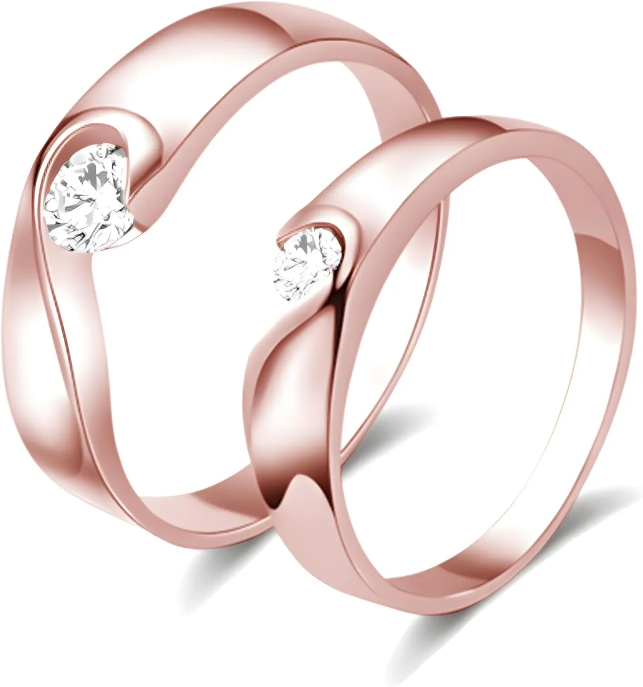S925 Silver/10K/14K/18K Gold Couple Ring, Moissanite Couple Wedding Rings Set for Men and Women, Customized Couple Love Matching Promise Bands Free Engraving for Engagement Valentine's Day