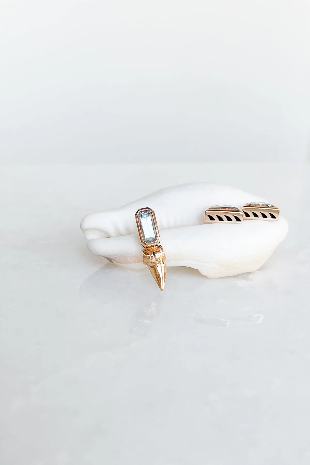 Sapphire Shark Tooth Earring
