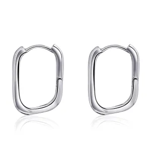 Silver Oval Huggie Hoop Earrings for Women Trendy Spiral Chain Hoop Earrings Handmade Sleeper Earrings