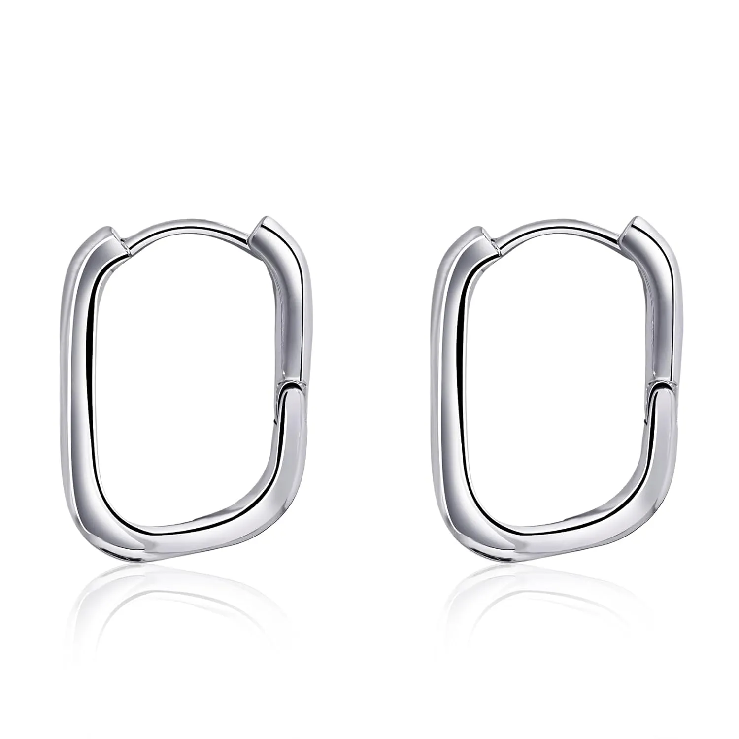Silver Oval Huggie Hoop Earrings for Women Trendy Spiral Chain Hoop Earrings Handmade Sleeper Earrings