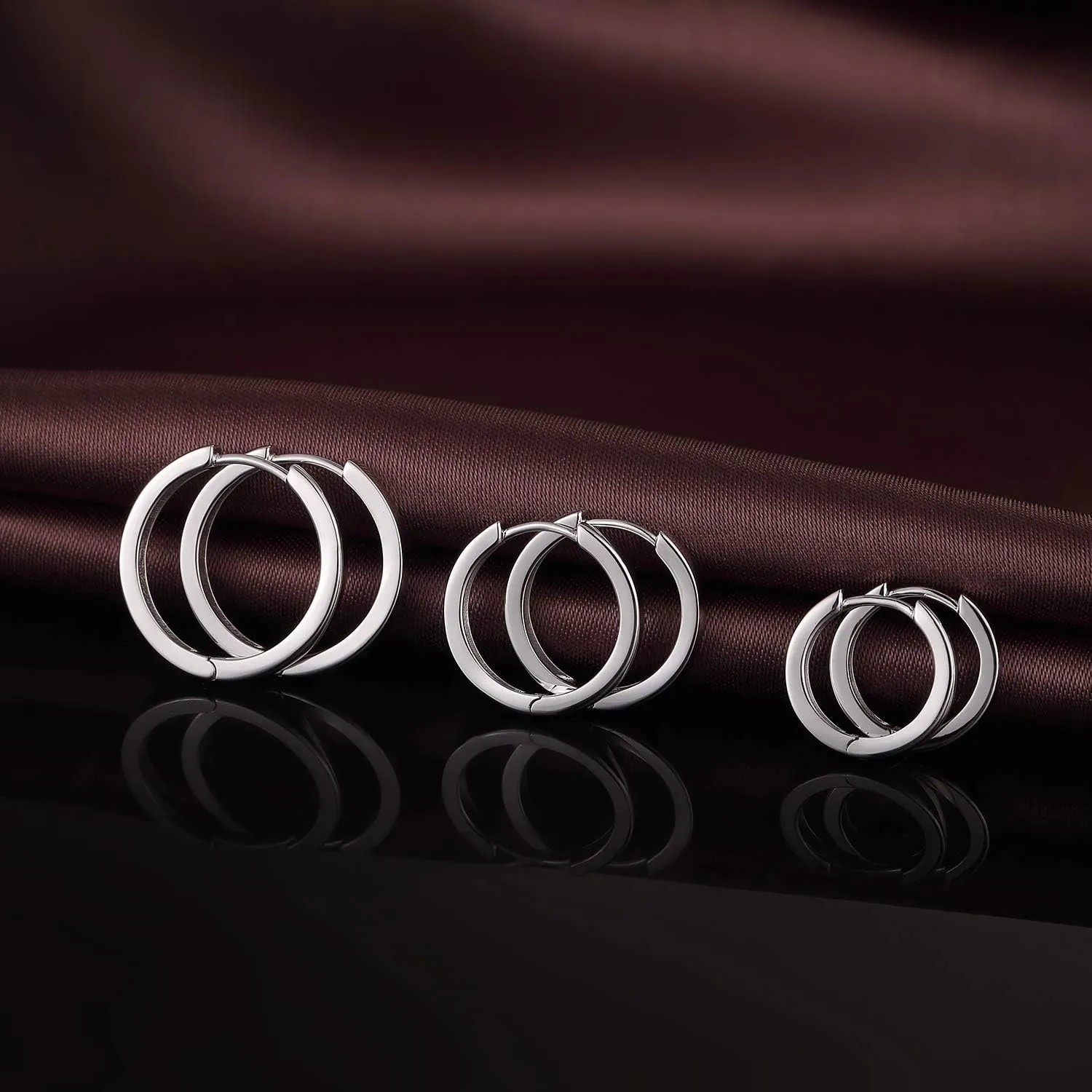 Simple Hoop Earrings for Women, Hypoallergenic Hoops Jewelry Huggies Sleeper Earrings 925 Sterling Silver Ear Post 18MM 20MM 25MM
