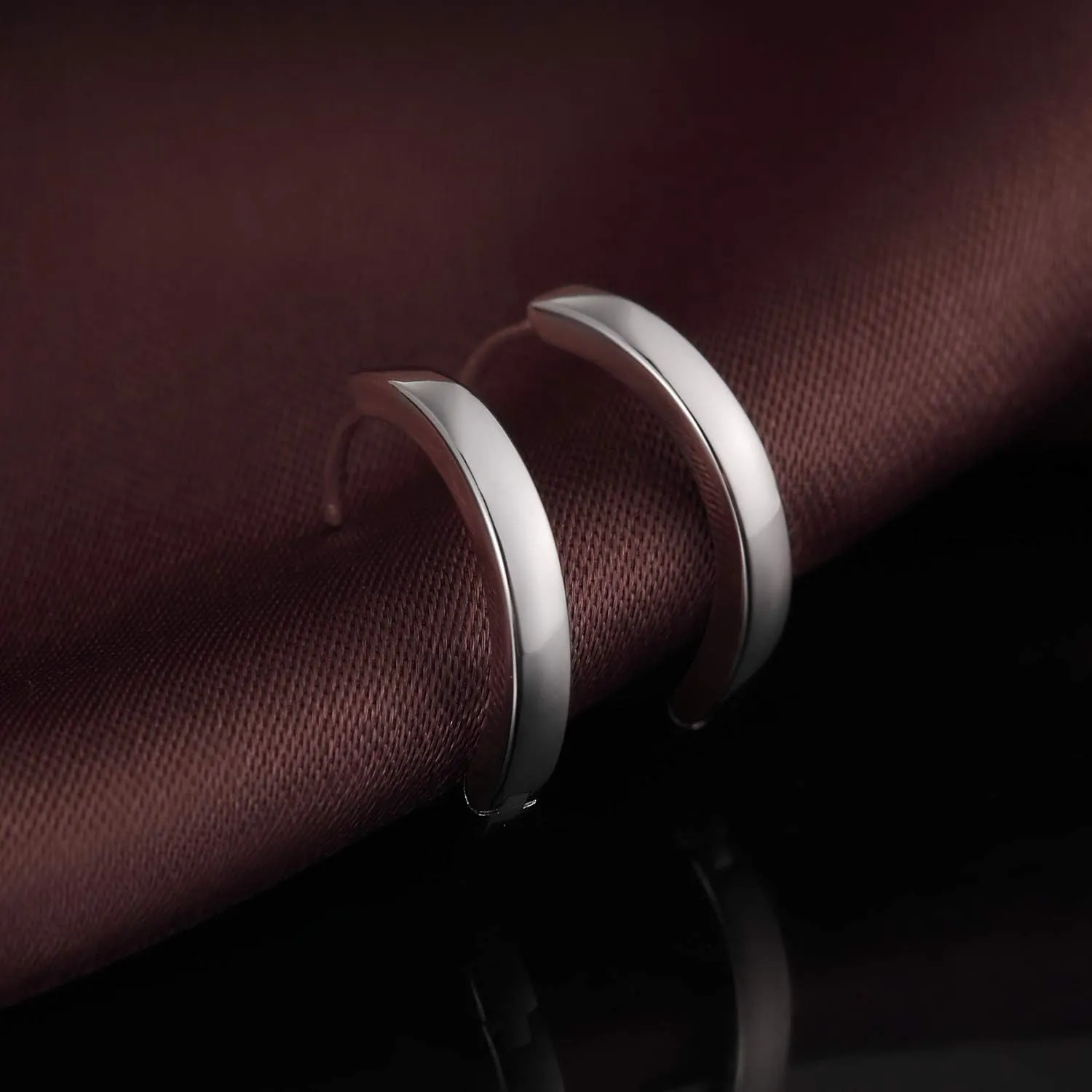 Simple Hoop Earrings for Women, Hypoallergenic Hoops Jewelry Huggies Sleeper Earrings 925 Sterling Silver Ear Post 18MM 20MM 25MM