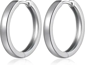Simple Hoop Earrings for Women, Hypoallergenic Hoops Jewelry Huggies Sleeper Earrings 925 Sterling Silver Ear Post 18MM 20MM 25MM