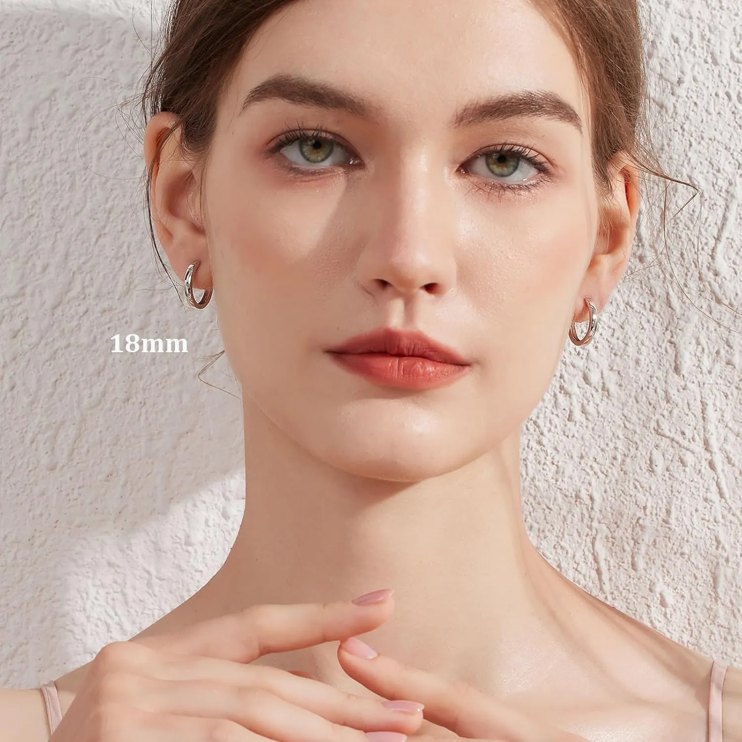 Simple Hoop Earrings for Women, Hypoallergenic Hoops Jewelry Huggies Sleeper Earrings 925 Sterling Silver Ear Post 18MM 20MM 25MM