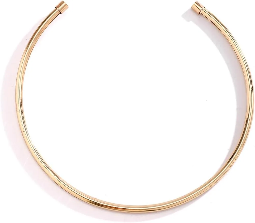 Simple Metal Collar Necklace Trendy Choker Necklaces Open Round Collar Necklace for Women